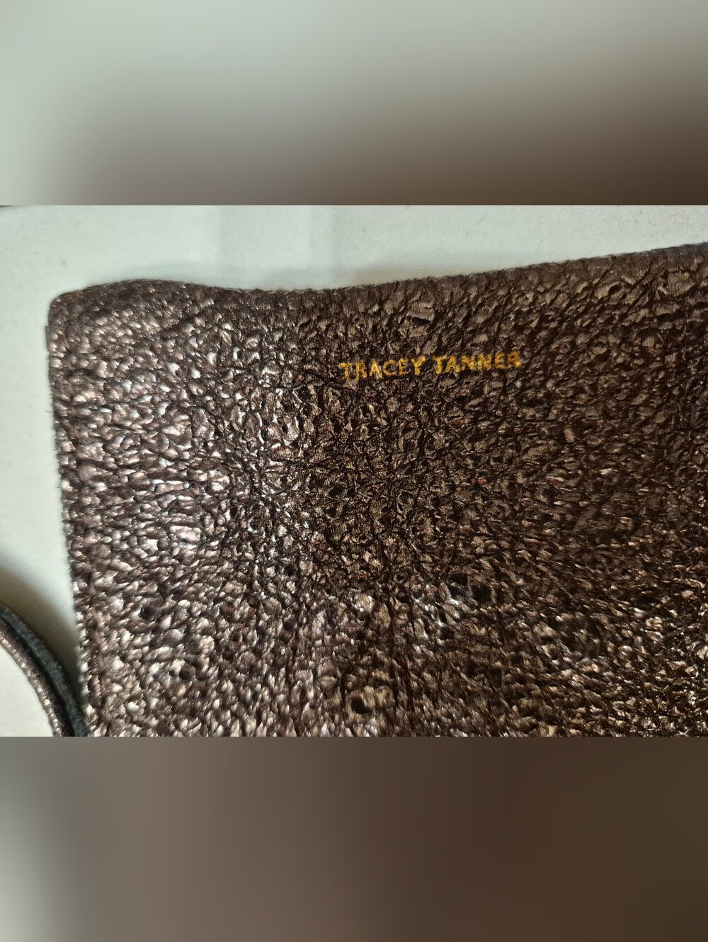 Tracey Tanner Metallic Brown Textured Wristlet Clutch